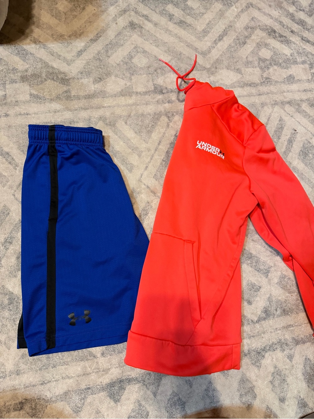 Under Armour Orange Hoodie & Blue Shorts Athletic Set